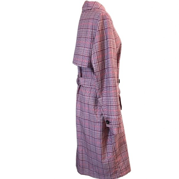 Trench Coat Plaid Belted Double Breasted Storm Flap M&S Collection Size 16 - Picture 4 of 11